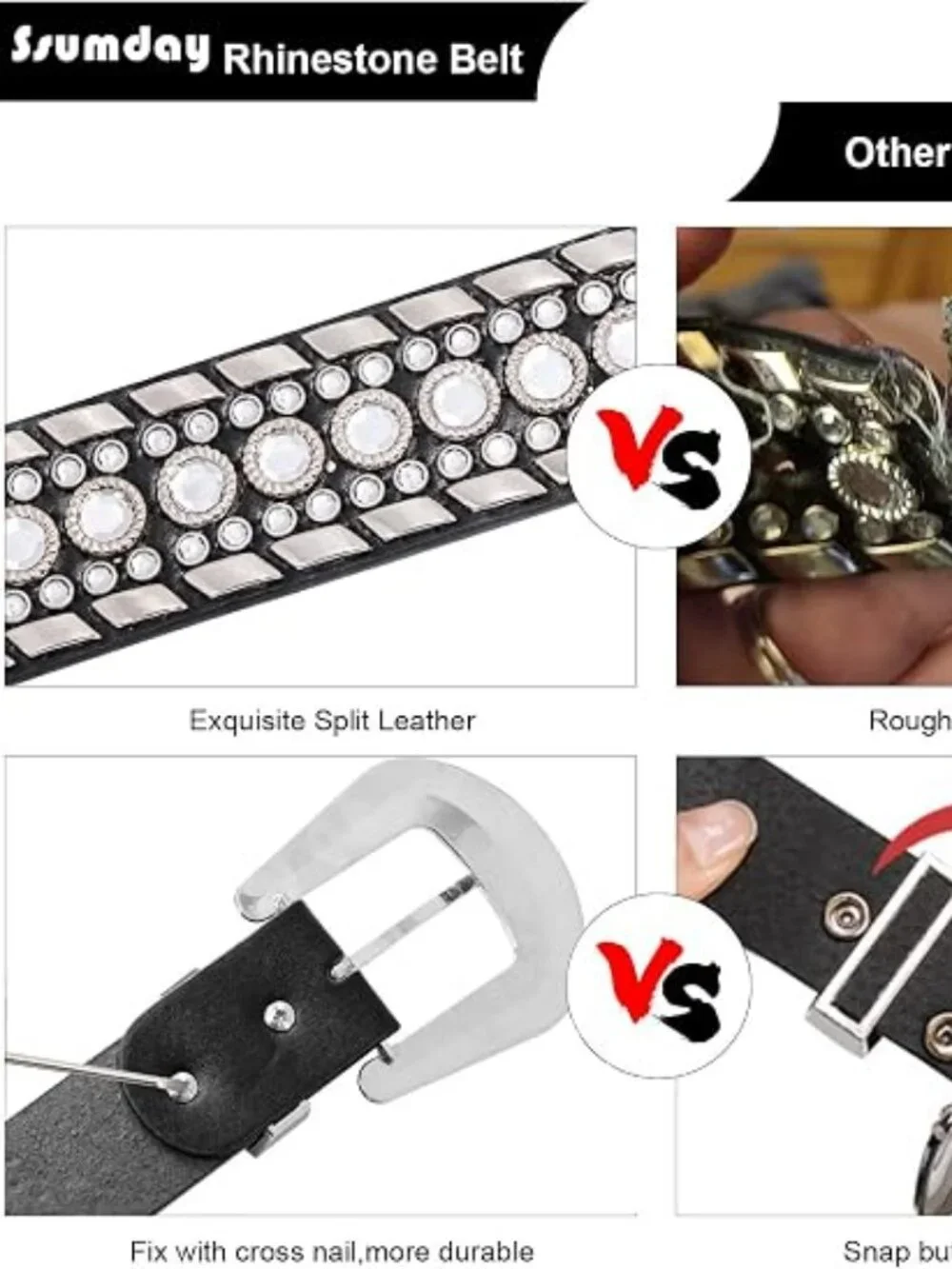Women's Rhinestone Bling Studded 1.5